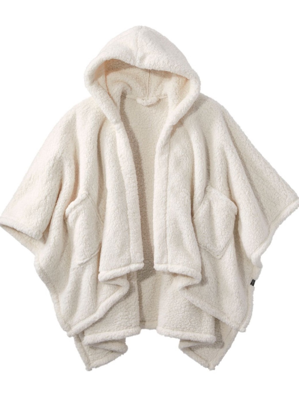 Adult one size Cozy Hooded Sherpa Poncho - Cream